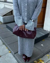 Womens Knitted Polo Sweater Set Solid Color Flare Sleeve Cardigan and Skirt Autumn Winter Fashion