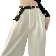 High Waisted Wide Leg Trousers Loose Fit Elegant Draping Versatile Style Perfect for Casual or Formal Occasions