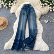 High Waisted Wide Leg Jeans for Women Vintage Style Loose Fit Flared Hem Summer Fashion Wholesale Available