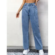 High Waist Wide Leg Jeans for Women Loose Fit Casual Denim Blue fast shipping OEM ODM service