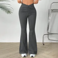 High Waisted V Neck Slim Fit Stretch Flare Pants Womens Casual Trousers Perfect for Everyday Wear Ready to Ship