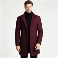 Mens Wool Blend Overcoat Thickened Mid Length Warm Stylish Autumn Winter Outerwear OEM Available