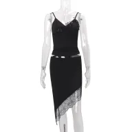 Womens Casual Outfit Set Sexy Backless Top with Irregular Hem Skirt Spring Collection Available in Black and Sizes S to L