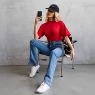 Loose Fit Waist Defined Cotton T Shirt for Women Short Sleeve Round Neck Solid Colors for Summer