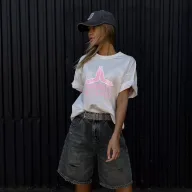 Womens Cotton Graphic T Shirt Loose Fit Short Sleeve Round Neck Summer Casual Wear