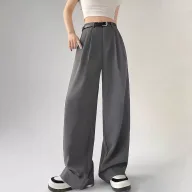 High Waisted Wide Leg Trousers Loose Fit Elegant Draping Versatile Style Perfect for Casual or Formal Occasions