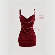 Womens Spring Summer Cross Back Dress Pleated Neckline Chain Detail Elegant Design Perfect for Parties and Events