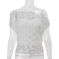Womens Sheer Mesh Top Set Sexy Asymmetrical Neckline Spring Fashion OEM ODM service
