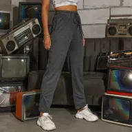 Womens High Waisted Casual Pants Solid Gray Straight Leg Comfortable Fabric Summer Wear