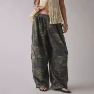 Womens Casual Loose Fit Camouflage Cargo Pants Multi Pocket Design Fall Winter Collection Wholesale Available