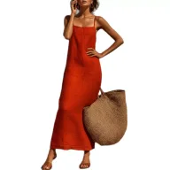 Summer Maxi Dress Solid Color Casual Style Sleeveless Comfortable Fabric Perfect for Vacation Wholesale Available