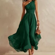 Elegant High Waist Sleeveless Long Dress in Solid Polyester for Parties and Events Available in Multiple Colors and Sizes
