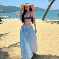 Bohemian Style Womens Summer Outfit Set Halter Neck Top and High Waist Lantern Pants Casual Fashion