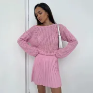 Lace Knit Two Piece Set for Women Loose Fit Sweater and Pleated Skirt Casual Fashion for Spring and Autumn Wholesale