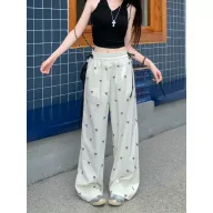 Summer Womens Casual Pants Lace Trim Bow Detail Loose Fit Wide Leg Perfect for Everyday Wear Wholesale Available