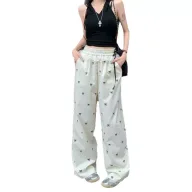 Summer Womens Casual Pants Lace Trim Bow Detail Loose Fit Wide Leg Perfect for Everyday Wear Wholesale Available