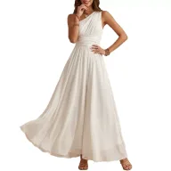 Elegant High Waist Sleeveless Long Dress in Solid Polyester for Parties and Events Available in Multiple Colors and Sizes