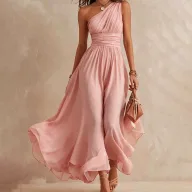Elegant High Waist Sleeveless Long Dress in Solid Polyester for Parties and Events Available in Multiple Colors and Sizes