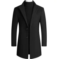 Mens Wool Blend Overcoat Mid Length Warmth Casual Winter Outerwear Available in Multiple Colors and Sizes