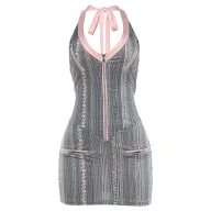 Summer Womens Sexy Backless Halter Dress Trendy Zipper Design Stylish Fit Perfect for Parties and Night Out