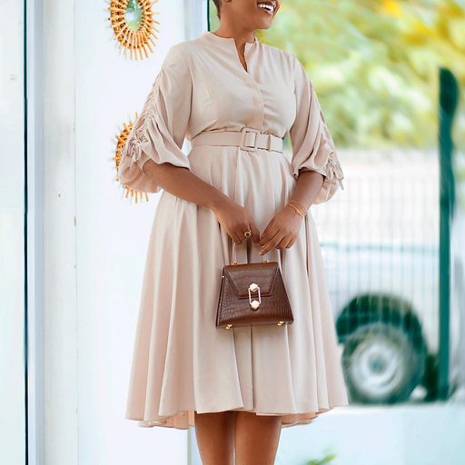 Plus Size A Line Dress Fashionable Wrinkled Design Elegant Style Autumn Winter Collection for Women Wholesale