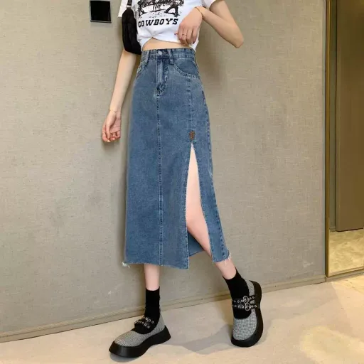 High Waist Denim Skirt for Women Slim Fit Retro Style Summer Casual Wear ready to ship