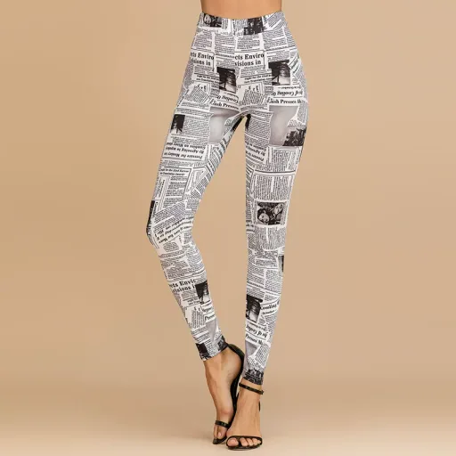 Womens Casual Pants Retro Printed Pencil Trousers Slim Fit Apricot Color ready to ship