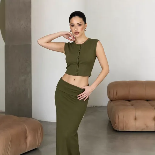Womens Soft Modal Two Piece Set Sleeveless Top and Mermaid Skirt Casual Style for Spring Summer Womens Soft Modal Two Piece Set Sleeveless Top and Mermaid Skirt Casual Style for Spring Summer