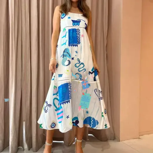 High Waist Polyester Sleeveless Square Collar Dress for Office Lady High Waist Polyester Sleeveless Square Collar Dress for Office Lady