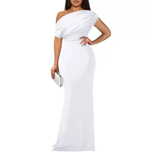 Elegant French Style Off Shoulder Bodycon Dress Summer Collection Slim Fit Midi Length Perfect for Parties and Events