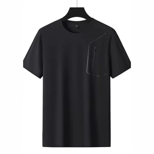 Mens Short Sleeve Quick Dry Breathable Solid T Shirt in Nylon Available in Gray Black Blue Green Sizes L to 5XL