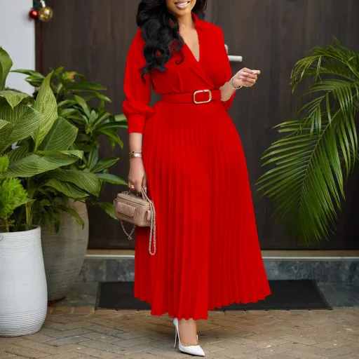 Plus Size Womens Dress Solid Color Elegant Style Available in White Dark Blue Red Wholesale Low MOQ Plus Size Womens Dress Solid Color Elegant Style Available in White Dark Blue Red Wholesale Low MOQ
