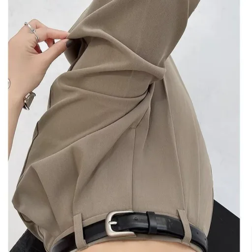 High Waisted Wide Leg Trousers Loose Fit Elegant Draping Versatile Style Perfect for Casual or Formal Occasions