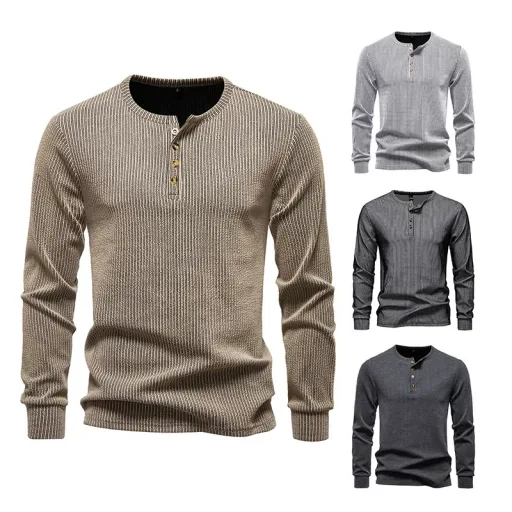 Mens Casual Long Sleeve Henley T Shirt Available in White Black Gray Khaki Wholesale Sizes S to XXL Mens Casual Long Sleeve Henley T Shirt Available in White Black Gray Khaki Wholesale Sizes S to XXL