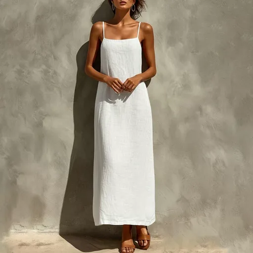 Summer Maxi Dress Solid Color Casual Style Sleeveless Comfortable Fabric Perfect for Vacation Wholesale Available