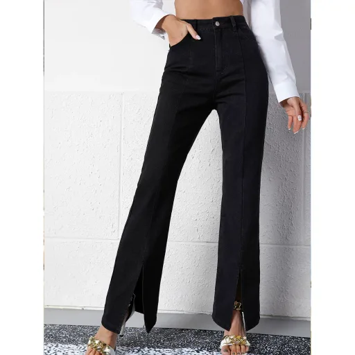 High Waist Wide Leg Jeans for Women Casual Fit Black Denim Summer Wear low MOQ factory direct High Waist Wide Leg Jeans for Women Casual Fit Black Denim Summer Wear low MOQ factory direct