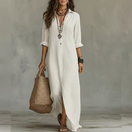 Summer Long Dress for Women Elegant Solid Color Stylish Design Comfortable Fit Perfect for Casual or Formal Occasions