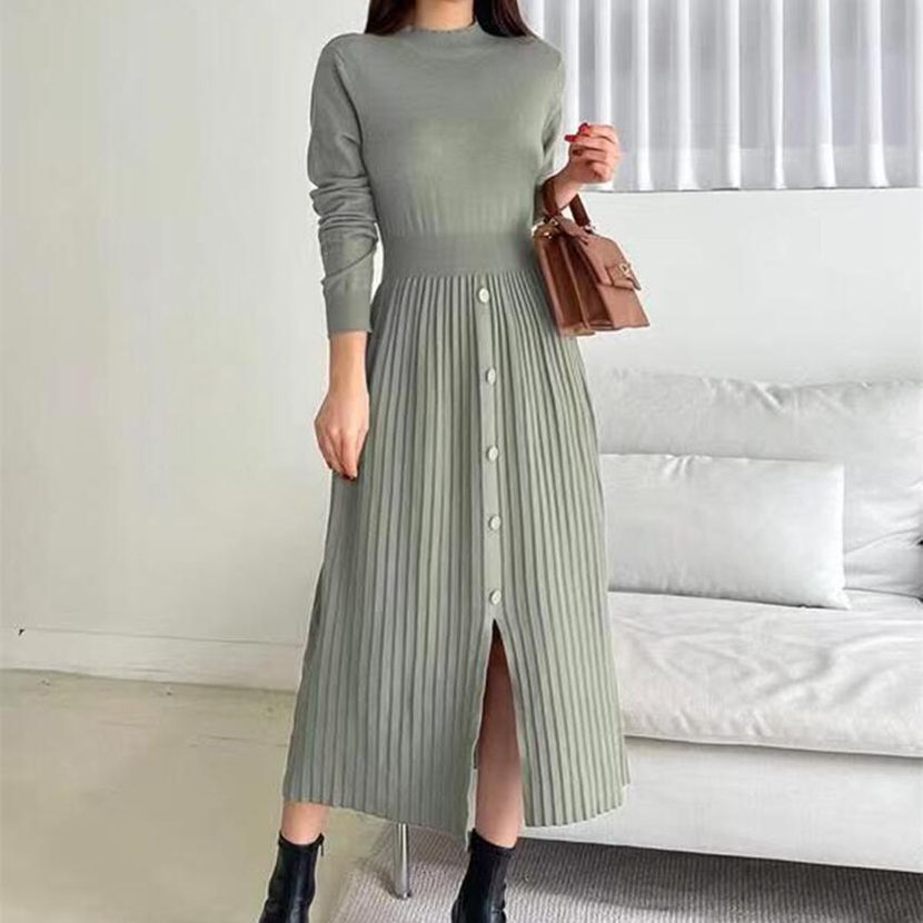 A Line Midi Dress for Women Round Neck 3D Pattern Polyester Fabric Casual Chic Style Available in Multiple Colors