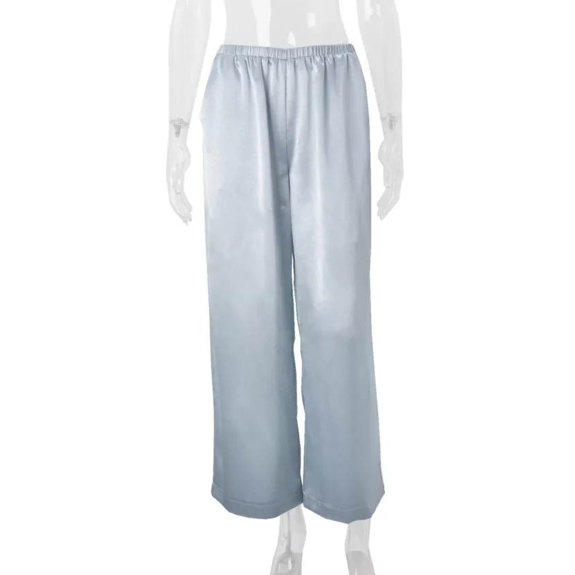 High Waist Satin Straight Leg Pants for Women Casual Street Style Available in Blue and Pink Wholesale Supply High Waist Satin Straight Leg Pants for Women Casual Street Style Available in Blue and Pink Wholesale Supply