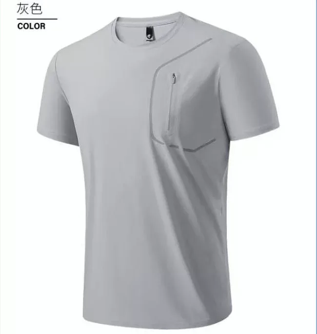 Mens Short Sleeve Quick Dry Breathable Solid T Shirt in Nylon Available in Gray Black Blue Green Sizes L to 5XL