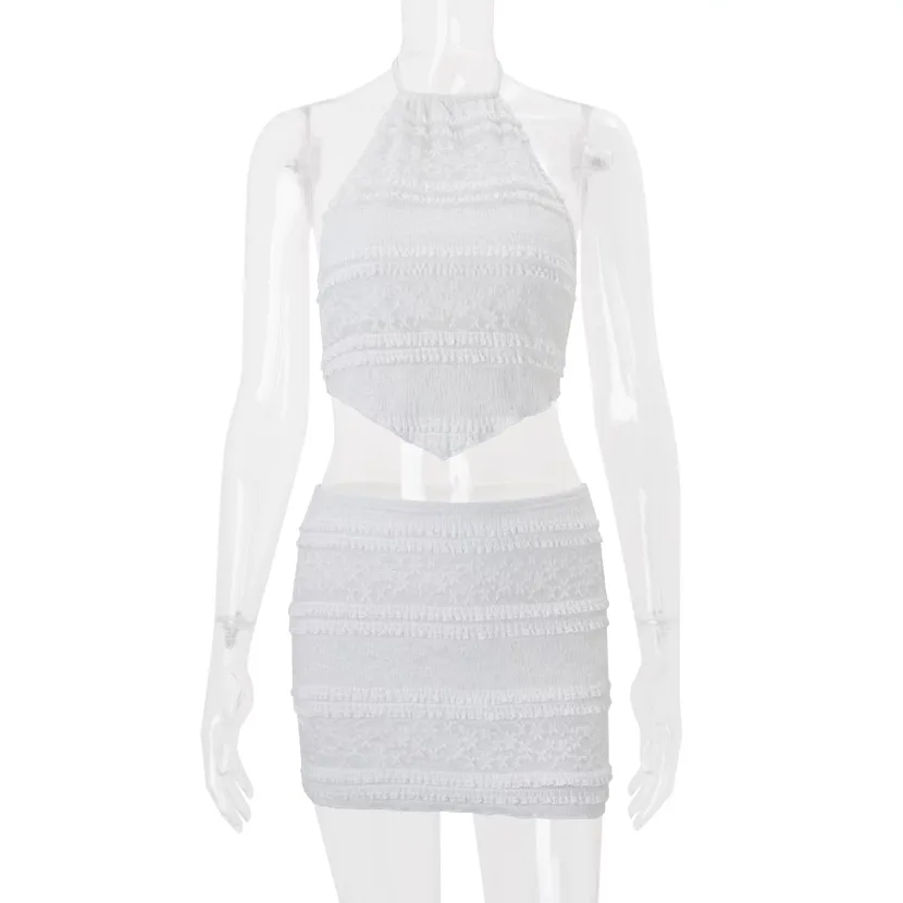 Womens Summer Crop Top and Bodycon Skirt Set Irregular Hem Design Casual Chic Style Available in White and Black Wholesale Womens Summer Crop Top and Bodycon Skirt Set Irregular Hem Design Casual Chic Style Available in White and Black Wholesale