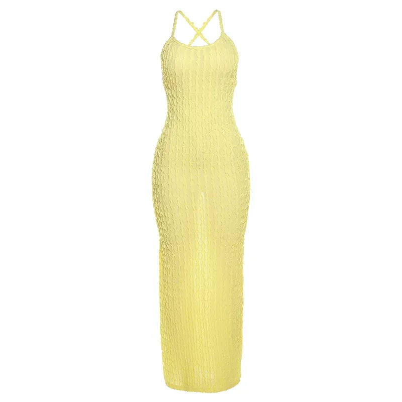 Womens Casual Solid Color Backless Cami Dress Lightweight Comfortable Fit Spring Summer Wear