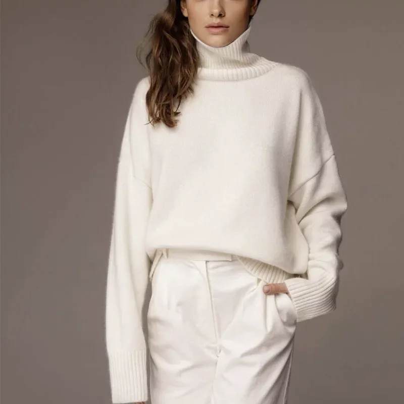 High Neck Loose Knit Sweater Soft Fabric Multiple Colors Autumn Winter Style Ready to Ship Wholesale Available
