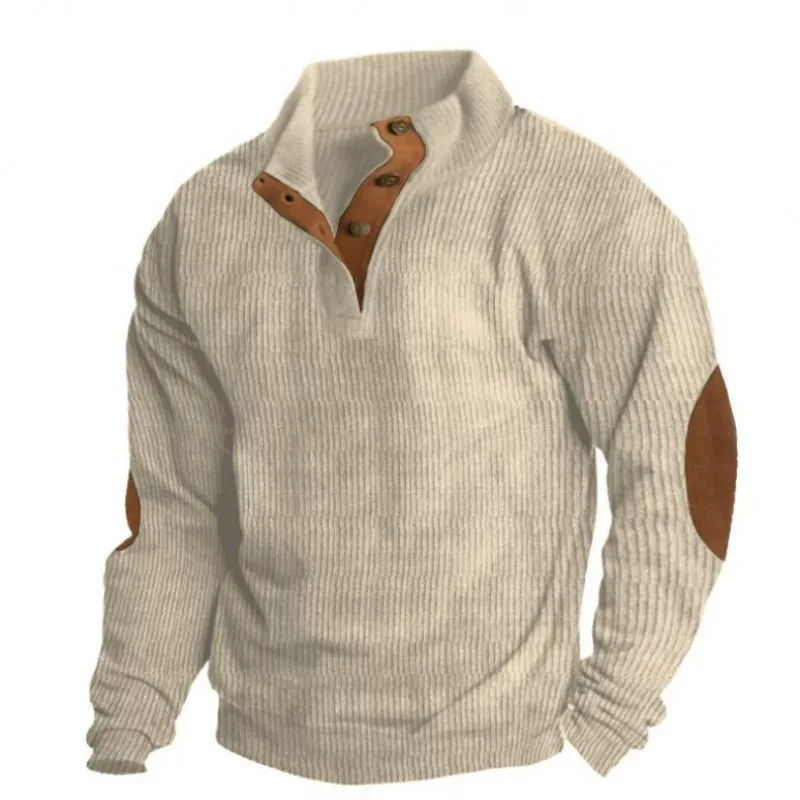 Sporty Long Sleeve Stand Collar Mens Sweatshirt Made of Polyester Solid Pattern Available in Multiple Colors and Sizes