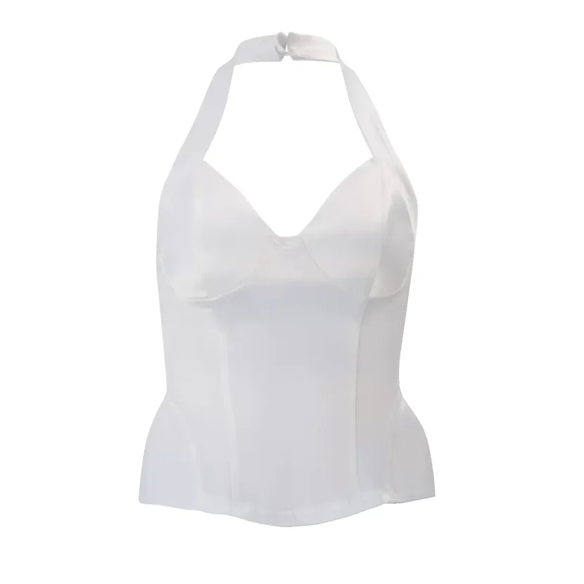 Womens Summer Fashion Set Slim Fit V Neck Halter Top and Bodycon Mini Skirt Casual Chic