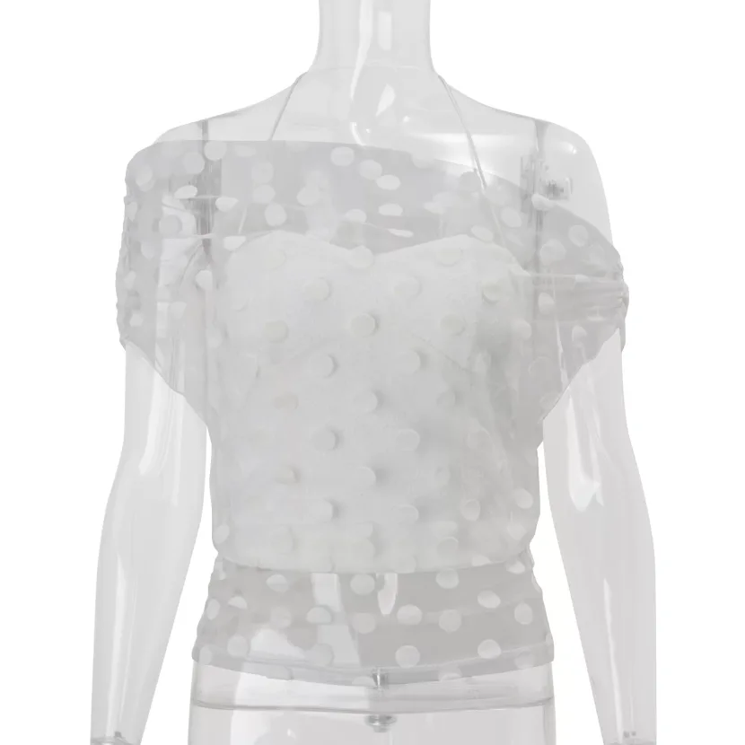 Womens Sheer Mesh Top Set Sexy Asymmetrical Neckline Spring Fashion OEM ODM service Womens Sheer Mesh Top Set Sexy Asymmetrical Neckline Spring Fashion OEM ODM service